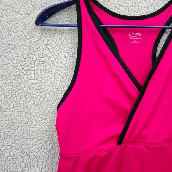 Champion Tank Top Womens Athletic Large Stretchy Workout Yoga Pink Black - Picture 6 of 10
